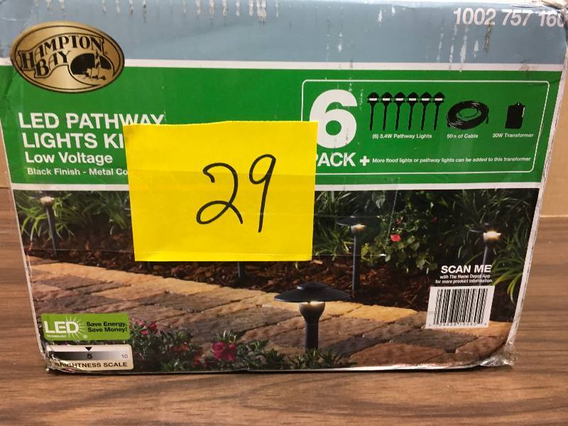 lot 29 image: Hampton Bay Low-Voltage 10-Watt Integrated LED Outdoor Black Landscape Path Light Kit (6-Pack) new