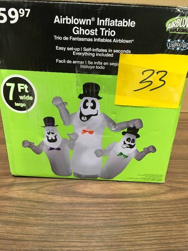 lot 33 image: 7 Feet wide GHOST TRIO HALLOWEEN INFLATABLE BLOW UPAIR BLOWN