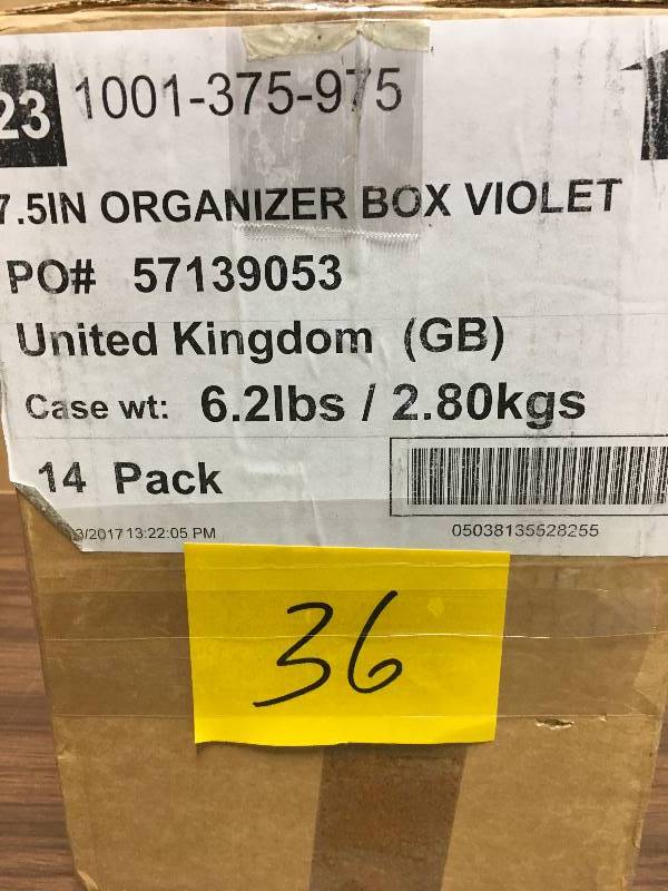 lot 36 image: Wham 5.2 in. x 7.5 in. Organizer Box in Violet 14 Pack pcs