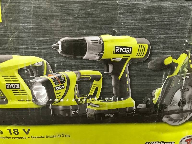 lot 40 image: Ryobi18-Volt ONE Lithium-Ion Cordless Super Combo Kit (4-Piece) Used in good working cond.