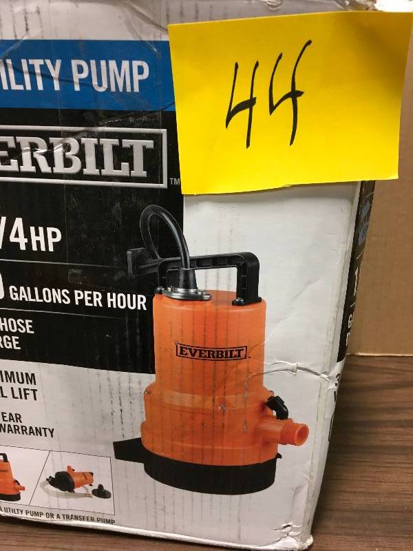 lot 44 image: EVERBILT 14 HP 2-in-1 Utility Pump  in good working condition