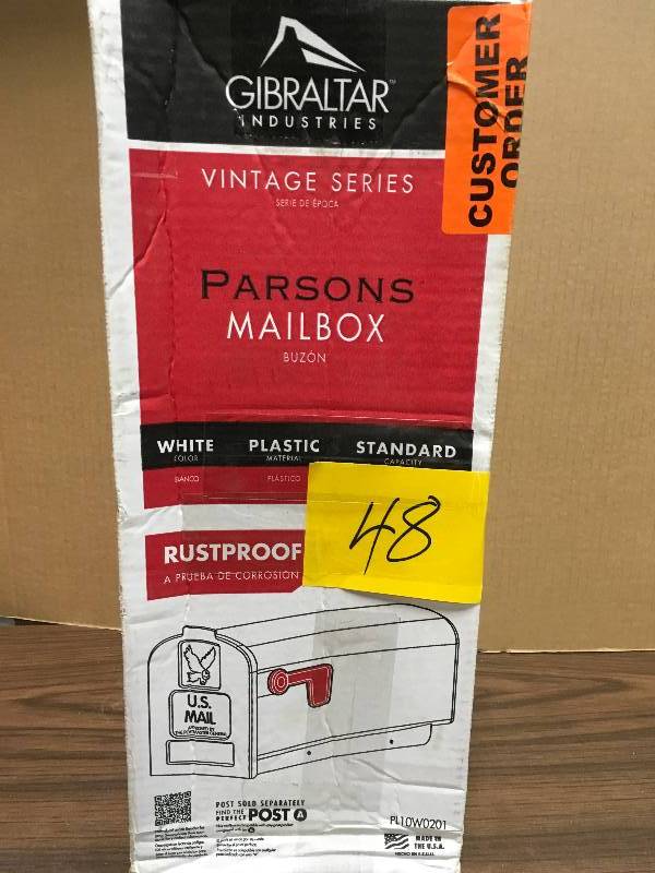 lot 48 image: Gibraltar Mailboxes Deluxe Polybox Post-Mount Mailbox, White