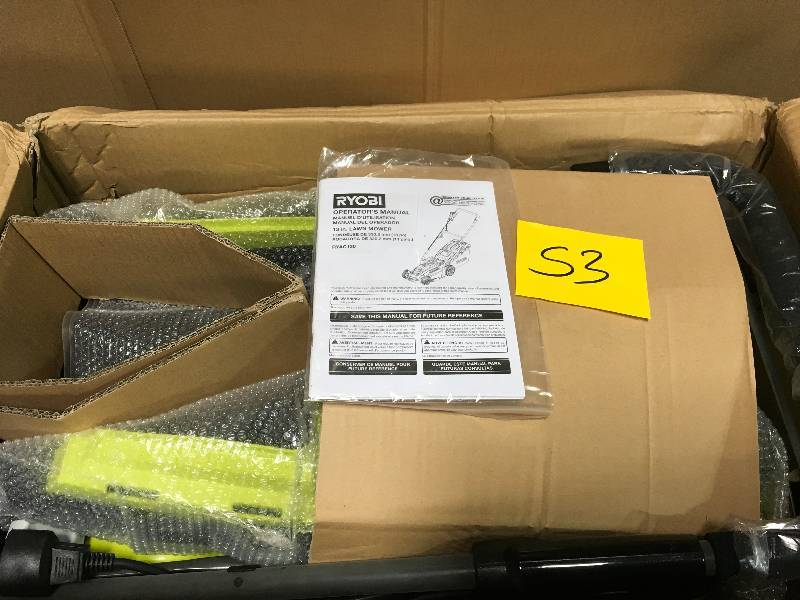 lot 53 image: Ryobi 13 in. 11 Amp Corded Electric Walk Behind Push Mower not used
