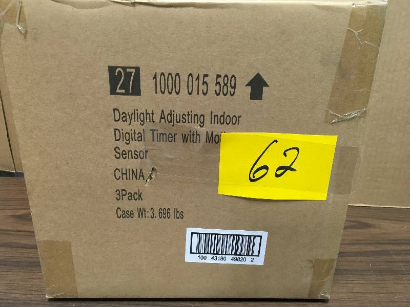 lot 62 image: Defiant 8 Amp 7-Day Indoor In-Wall SunSmart Digital Timer Switch with Motion Sensor, White Lot of 3 new