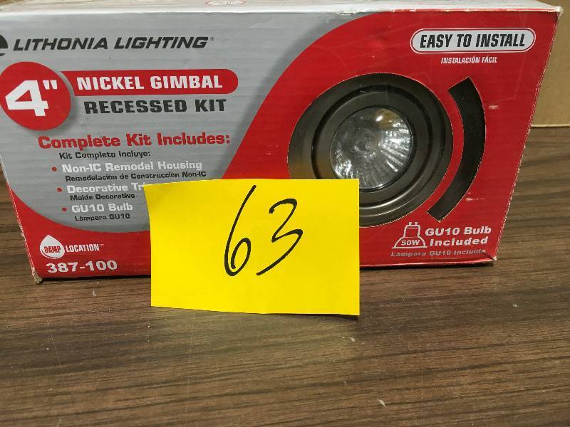 lot 63 image: Lithonia Lighting 4 in. GU10 Nickel Recessed Gimbal Kit
