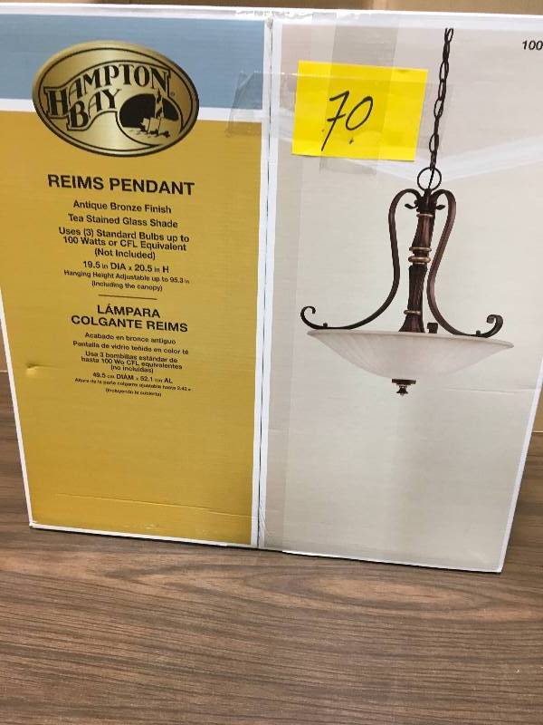 lot 70 image: Hampton Bay Reims 3-Light Antique Bronze Pendant