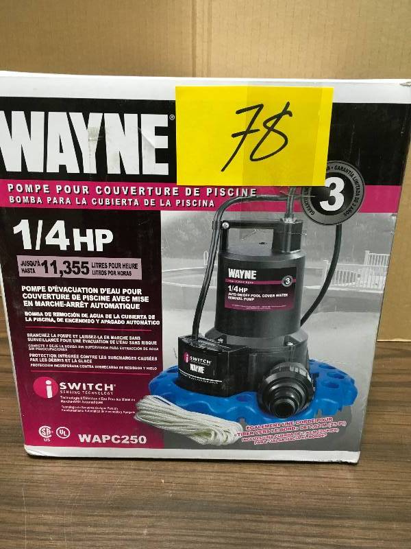 lot 78 image: Wayne 14 HP Auto OnOff Pool Cover Water Removal Pump