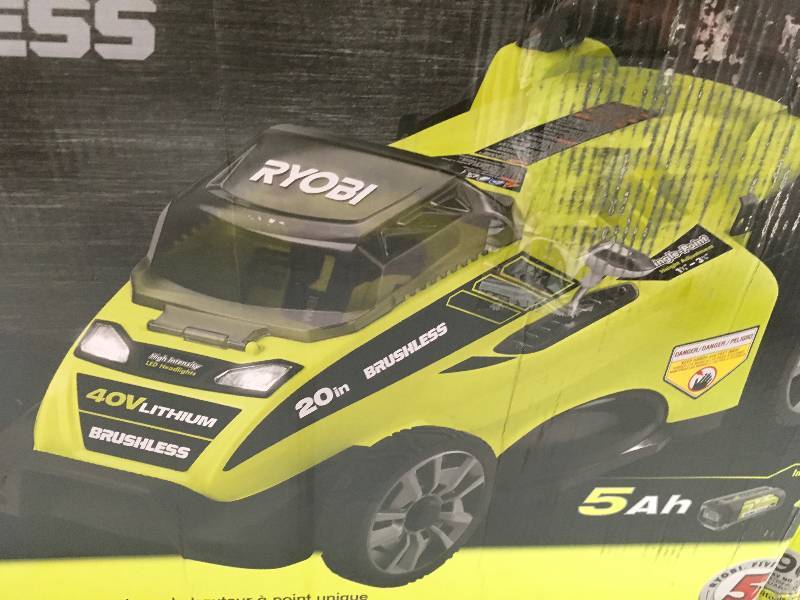 lot 97 image: Ryobi 20 in. 40-Volt Brushless Lithium-Ion Cordless Battery Walk Behind Push Lawn Mower - 5.0 Ah BatteryCharger Included  in good working condition
