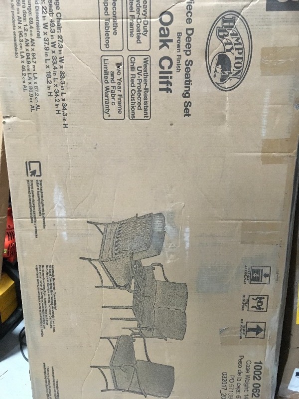 lot 116 image: Oak Cliff 4-Piece Metal Outdoor Deep Seating Set Chairs only table not included