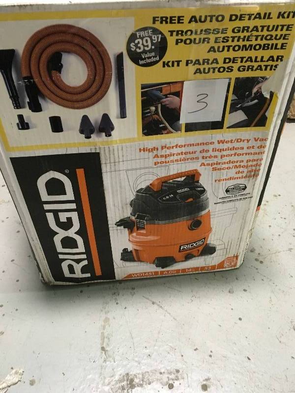 lot 3 image: Ridgid 14 Gal. 6.0-Peak HP Wet Dry Vac with Auto Detail Kit