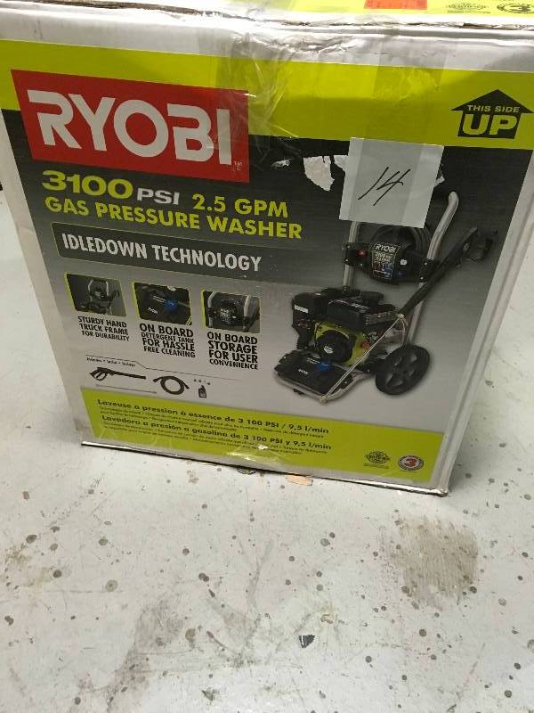 lot 14 image: Ryobi 3,100-PSI 2.5-GPM 212cc Gas Pressure Washer with Idle Down  in good working condition