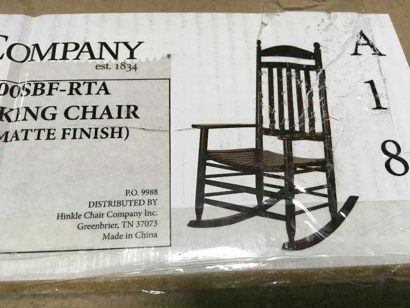 lot 23 image: Bradley Black Slat Patio Rocking Chair not used