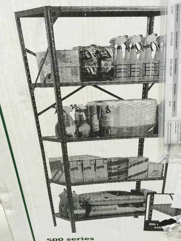 lot 26 image: Edsal 72 in. H x 36 in. W x 16 in. D 5-Shelf Steel Shelving Unit in Gray