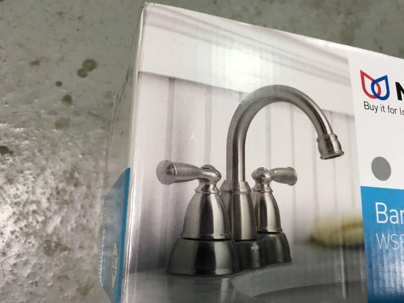 lot 31 image: MOEN Banbury 4 in. Centerset 2-Handle Bathroom Faucet in Spot Resist Brushed Nickel