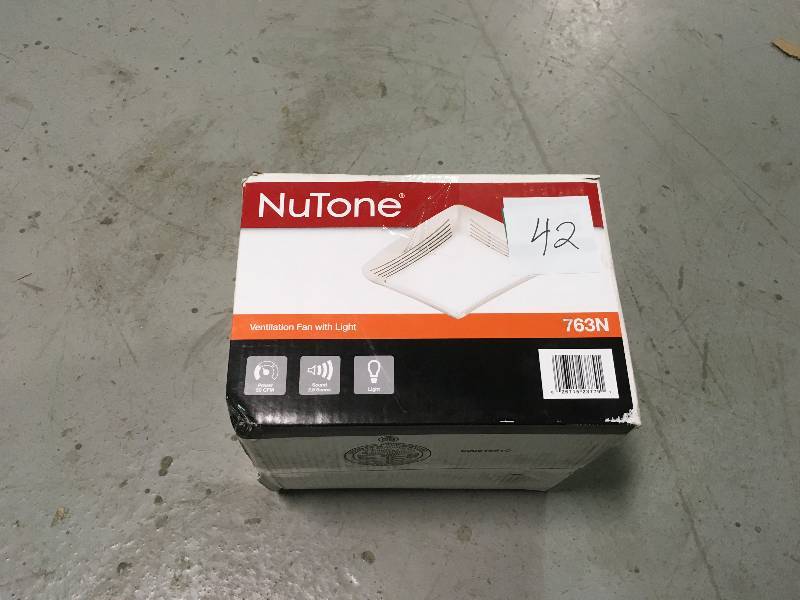 lot 42 image: NUTONE 50 CFM Ceiling Exhaust Bath Fan with Light