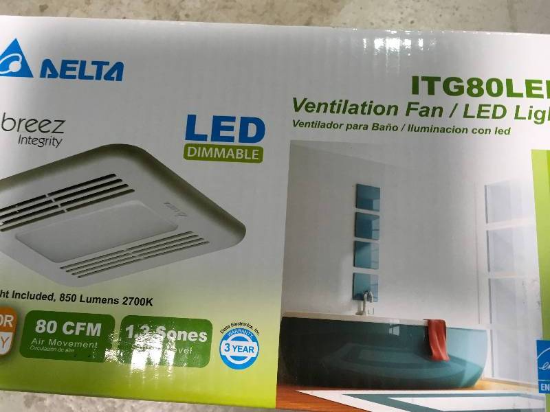 lot 46 image: BreezIntegrity - 80 CFM FanDimmable LED Light