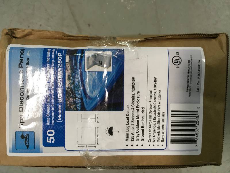lot 62 image: Midwest Electric 50 Amp 240-Volt 240-Watt Non-Fuse Metallic Spa Panel Disconnect with GFI