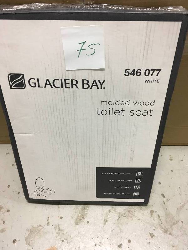 lot 75 image: Glacier Bay Lift-Off Elongated Closed Front Toilet Seat in White