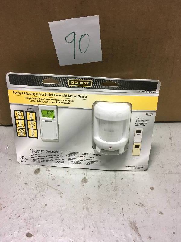 lot 90 image: 8 Amp 7-Day Indoor In-Wall SunSmart Digital Timer Switch with Motion Sensor, White