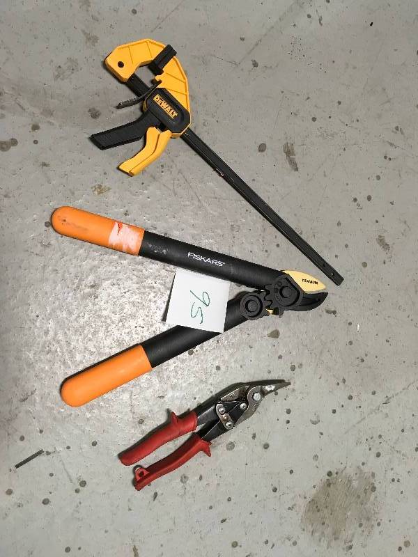lot 95 image: Lot of 3 Misc. Tools Fiskars, Dewalt, Wiss
