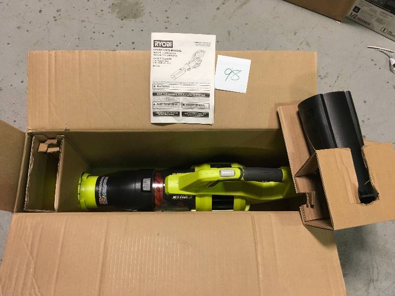 lot 98 image: Ryobi  110 MPH 480 CFM Variable-Speed Turbo 40-Volt Lithium-ion Cordless Jet Fan Leaf Blower - Battery and Charger Not Included