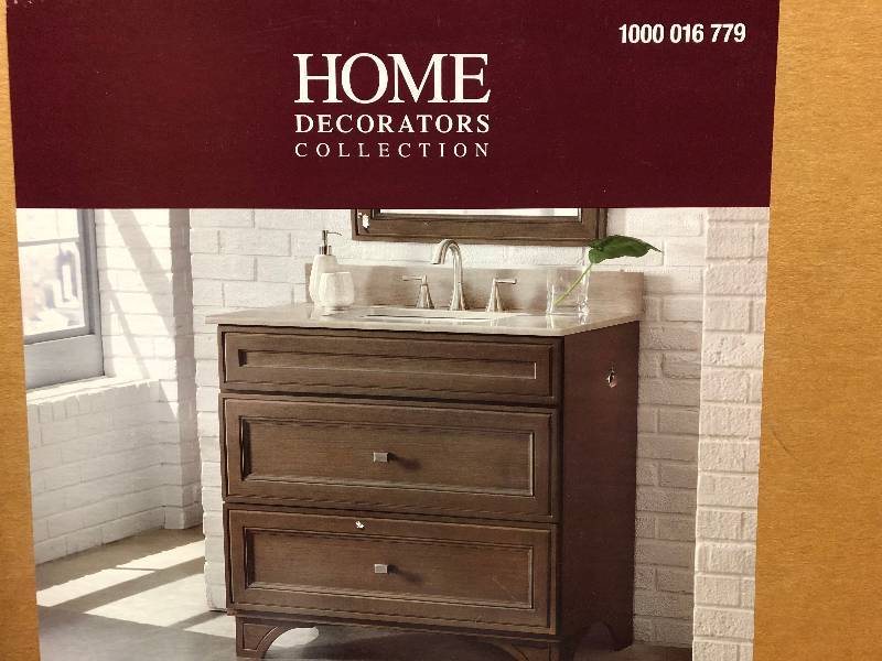 lot 117 image: Home Decorators Collection Albright 36 in. W Bath Vanity Cabinet Only in Winter Gray open box not used