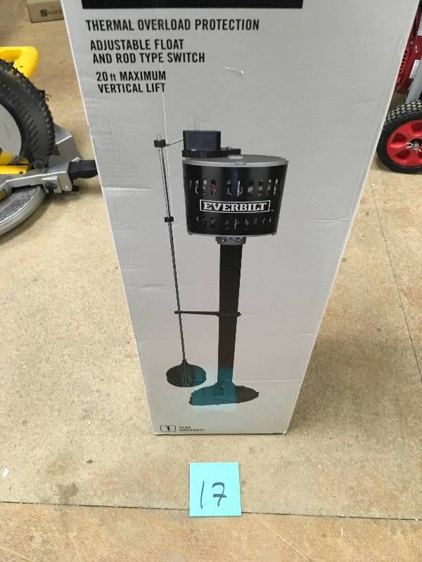 lot 17 image: EVERBILT 13 HP Pedestal Sump Pump in good conditions