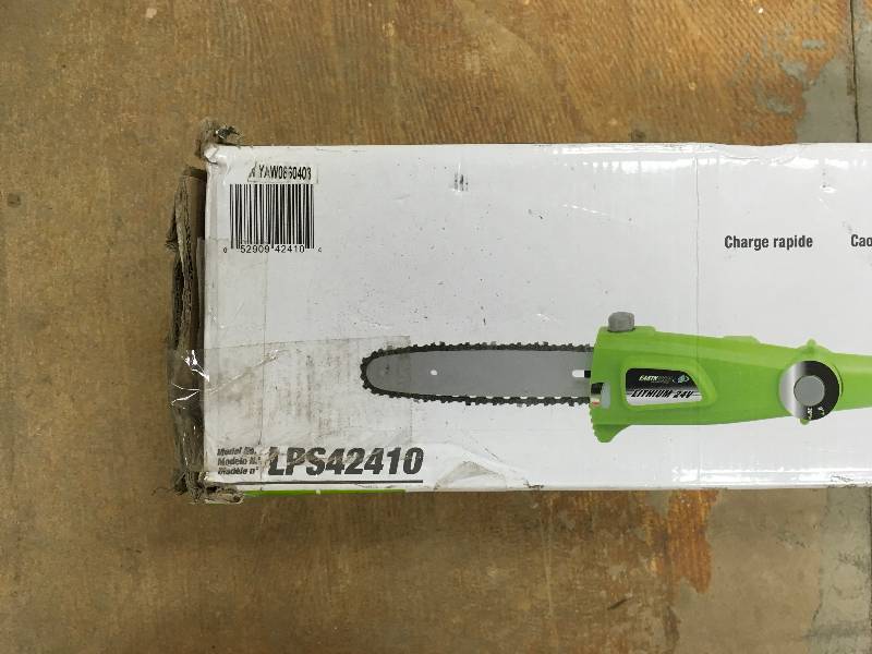 lot 22 image: Eartwise 10 in. 24-Volt Lithium-Ion Cordless Pole Saw in working conditions