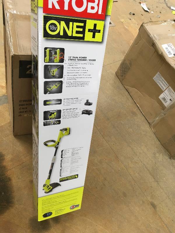 lot 40 image: Ryobi ONE 18-Volt Lithium-Ion Hybrid Electric Cordless String TrimmerEdger - 1.3 Ah Battery and Charger Included new