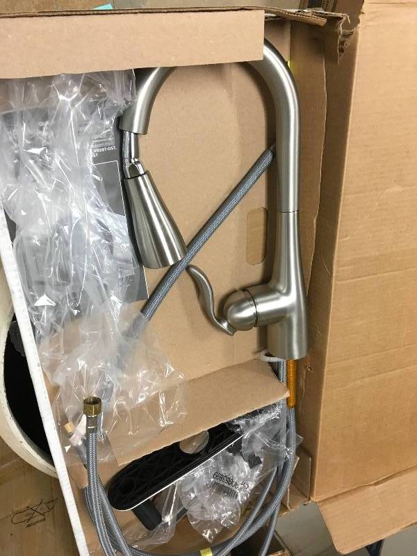 lot 47 image: DELTA Essa Touch2O Technology Single-Handle Pull-Down Sprayer Kitchen Faucet with MagnaTite Docking in Arctic Stainless not used