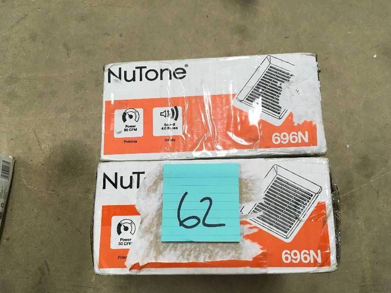 lot 62 image: NUTONE   50 CFM WallCeiling Mount Exhaust Bath Fan  Lot of  2 in good conditions