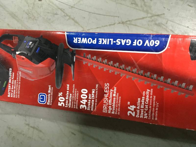 lot 89 image: Snapper SH60V 60V Hedge Trimmer includes 2Ah Battery and Charger in good conditions