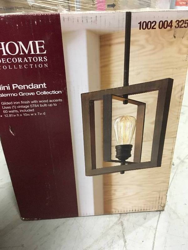 lot 91 image: Palermo Grove 10 in. 1-Light Gilded Iron Mini-Pendant not used