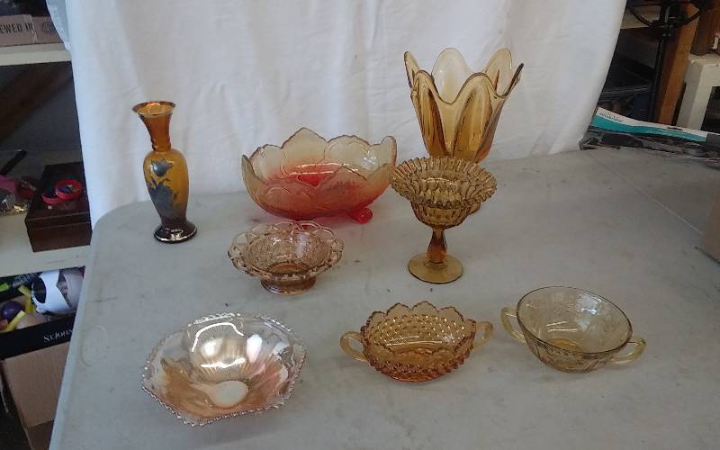 Lot Of Amber Glassware