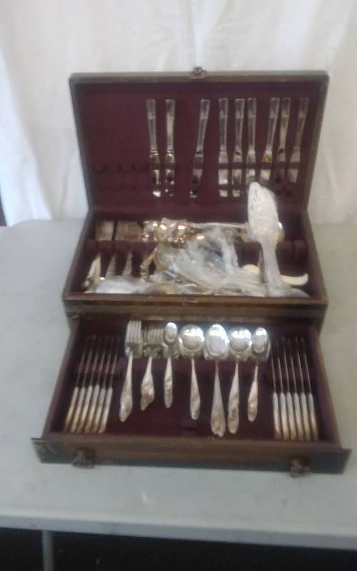 Chest Of Prestige Plate Flatware 2-Sets & Tudor Plate By Oneida