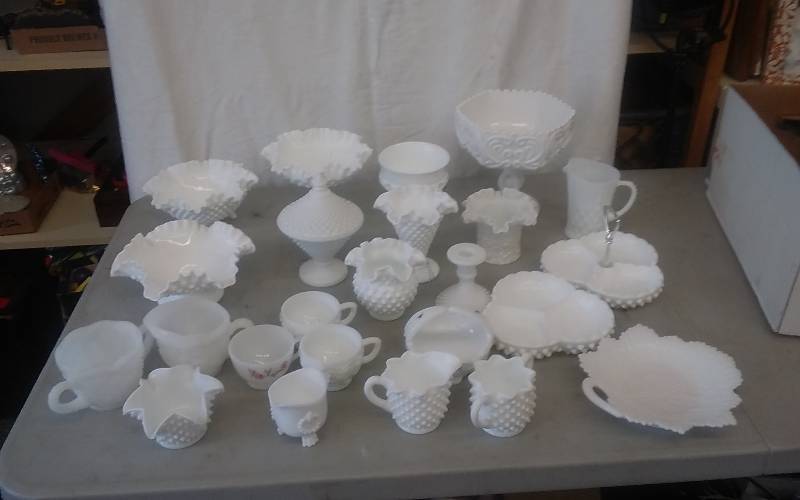 Large Lot Of Milk Glass