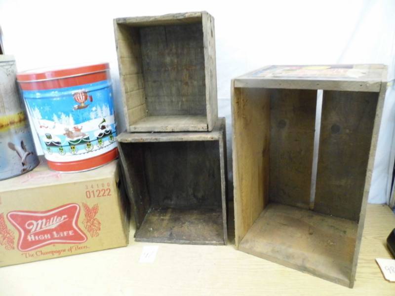 lot 97 image: Crates - Miller Box - Tins