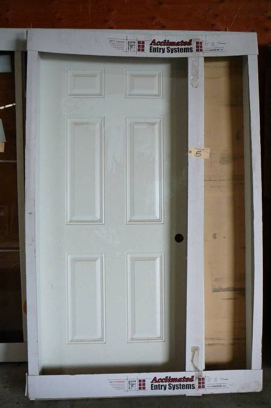 lot 5 image: 36 Steel Entrance Door with Jam & 1 side window