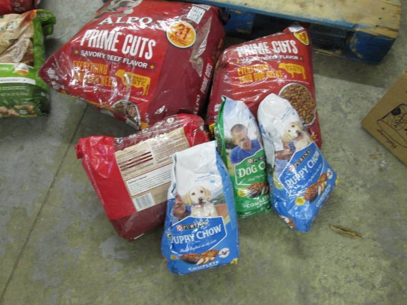 Lot of Assorted Dog Food- damaged b...