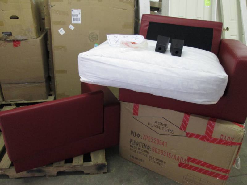 Lot of 2 Red Platinum Sofas with no...