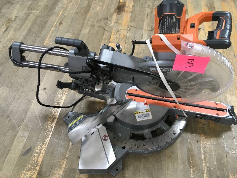Ridge 15 Amp 12 in. Corded Dual Bevel Sliding Miter Saw with 70° Miter Capacity Damaged read description