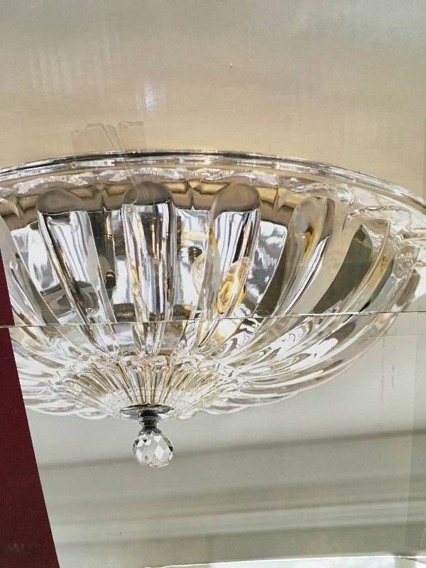 Hampton Bay Vintage Collection 15.75 in. 3-Light Chrome Flushmount with Glass Shade New