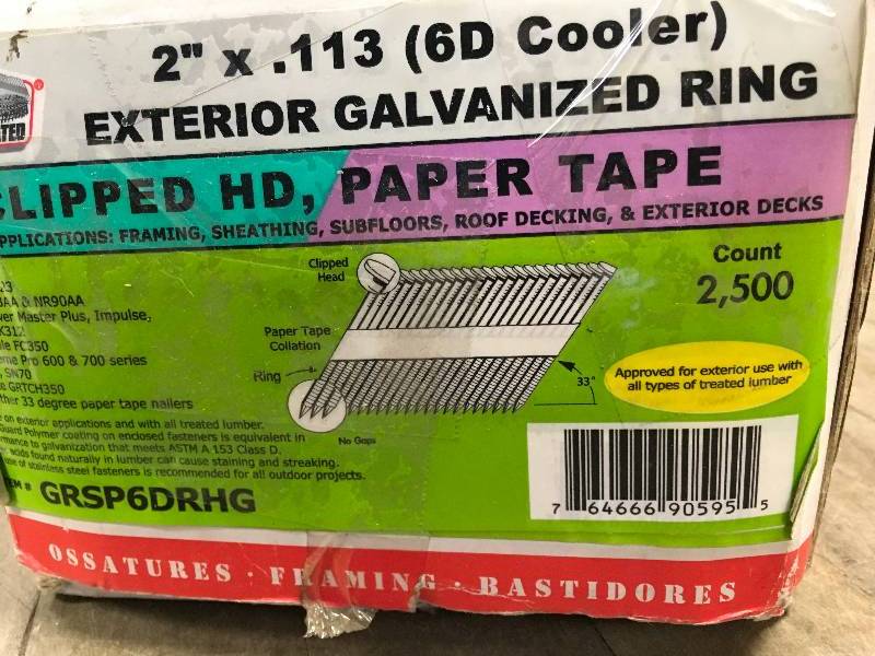 Primesource Pneumatic Grip-Rite 30 Degree Paper Tape Clipped Head Framing Stick Nail GRSP6DRHG not used