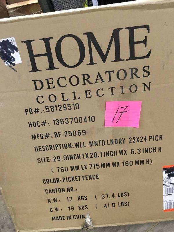 Martha Stewart 24 in. W x 22 in. H x 12 in. D Laundry Storage Wall Cabinet in Picket Fence not used