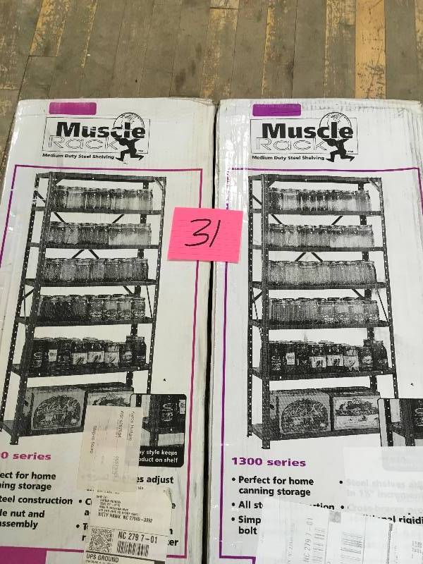 Edsal 60 in. H x 30 in. W x 12 in. D Steel Canning Shelving Unit in Gray lot of 2 in good conditions
