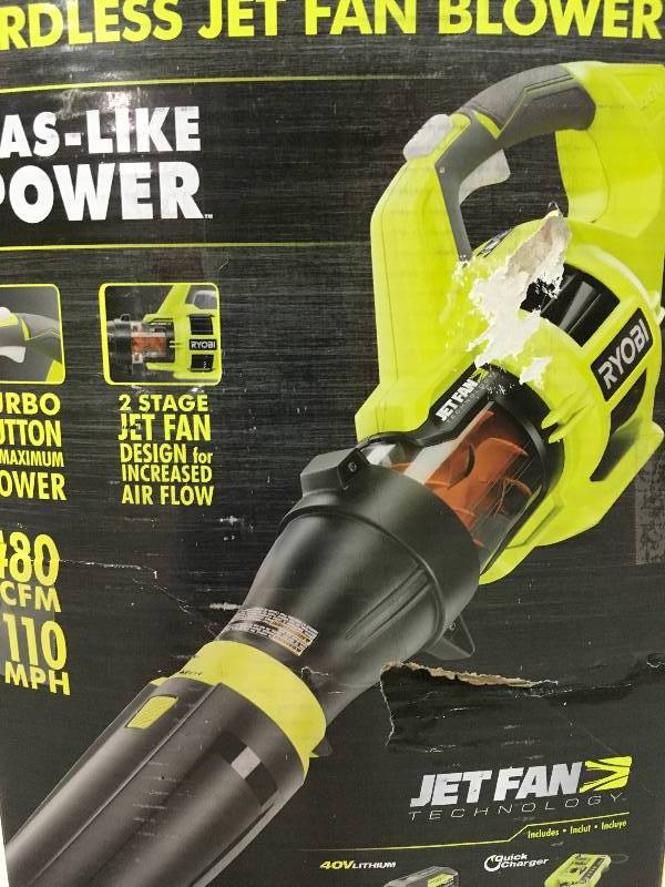 RYOBI 110 MPH 480 CFM Variable-Speed Turbo 40-Volt Lithium-ion Cordless Jet Fan Leaf Blower - Battery and Charger Not Included in working conditions