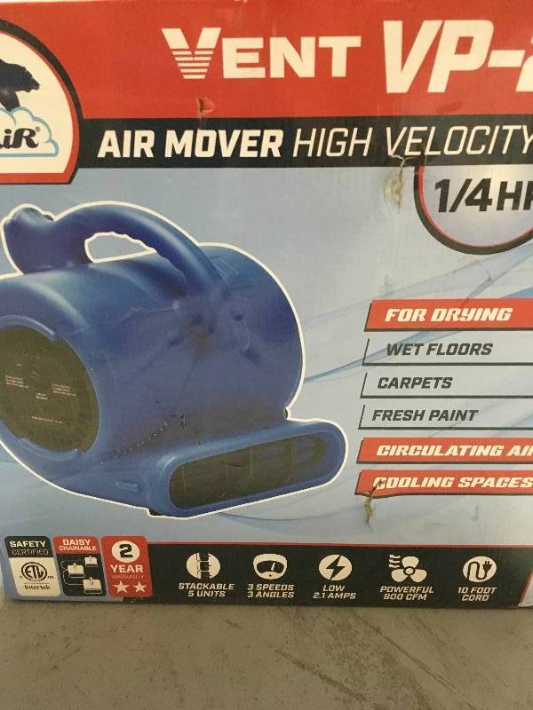 B-Air 14 HP Air Mover for Water Damage Restoration Carpet Dryer Floor Blower Fan Home and Plumbing Use, Blue in working conditions