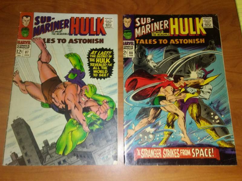 Tales to Astonish Sub-mariner and Hulk  No. 87 very good, 88 very good