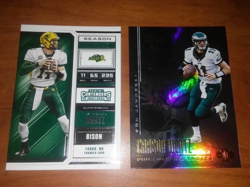 2 Carson Wentz Rookie cards NFL
