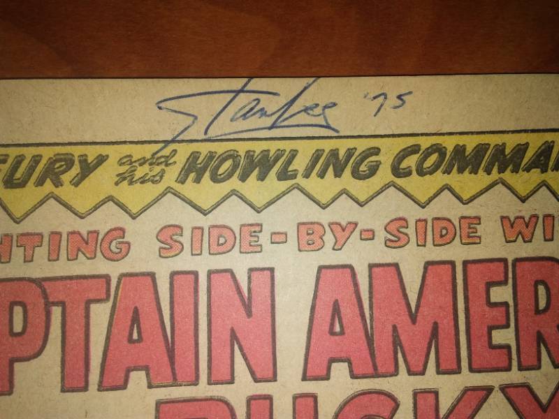 Autographed by Stan Lee and Jack Kirby Sgt Fury and his Howling Commdos No. 13 first appearance by Captain Marvel